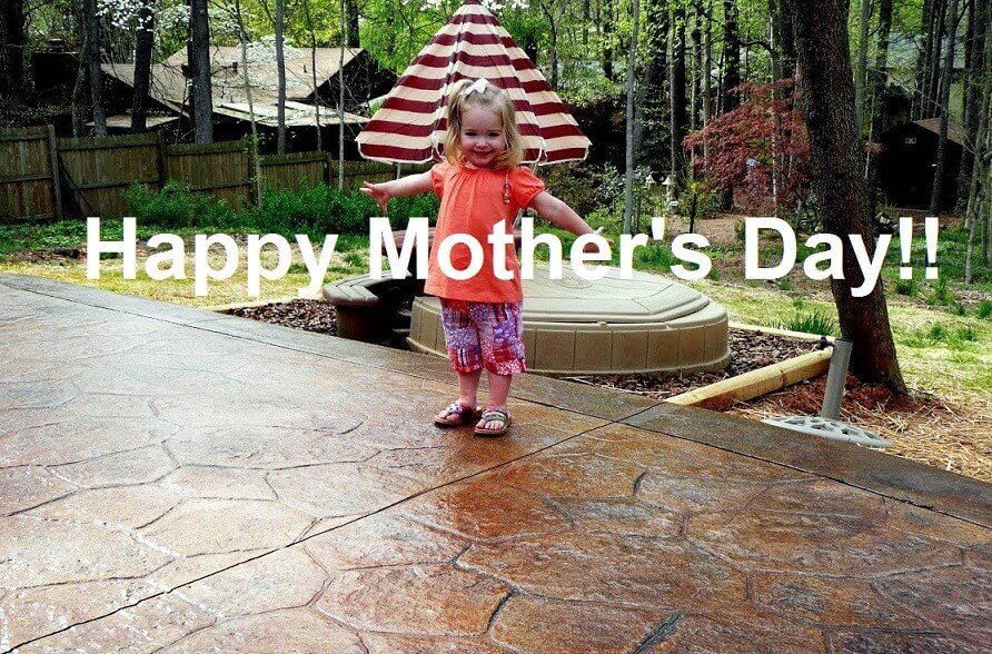 Child on Stamped concrete Mothers Day