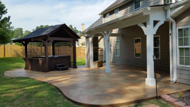 New Patio Made of Stained Concrete