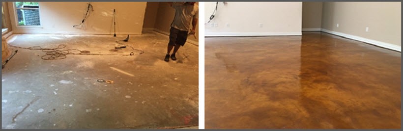 CC floor stained before and after 2