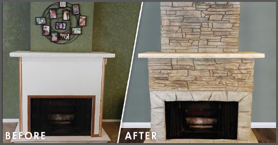 Before and After Concrete Fireplace