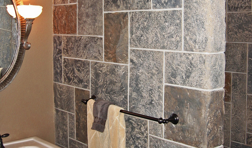 Shower grouted stone surface 