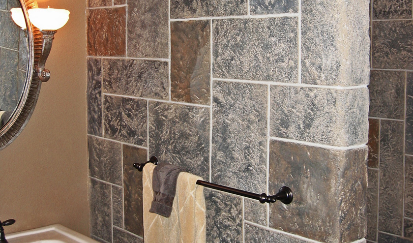 Shower grouted stone surface 