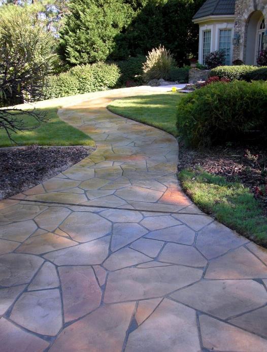 Multicolored Stamped Custom Concrete Walkway Multicolored Stamped Custom Concrete Walkway
