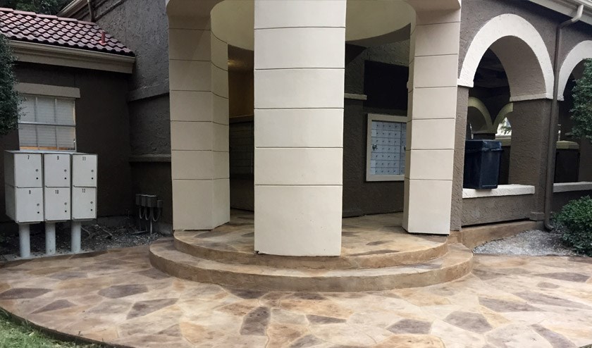 Custom-Cut and Colored Commercial Flagstone Overlay