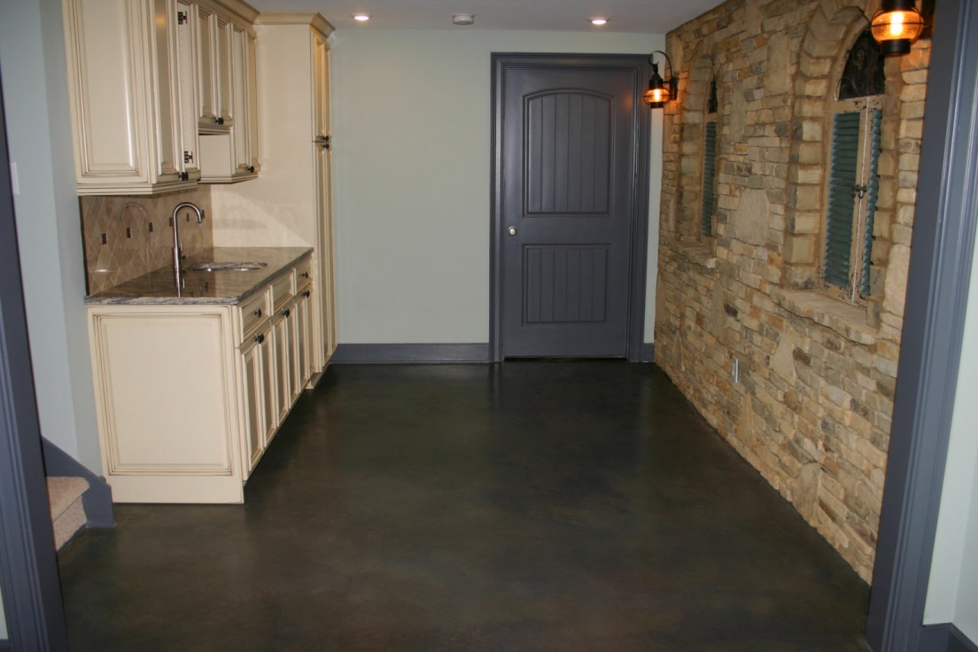 Basement with custom flooring